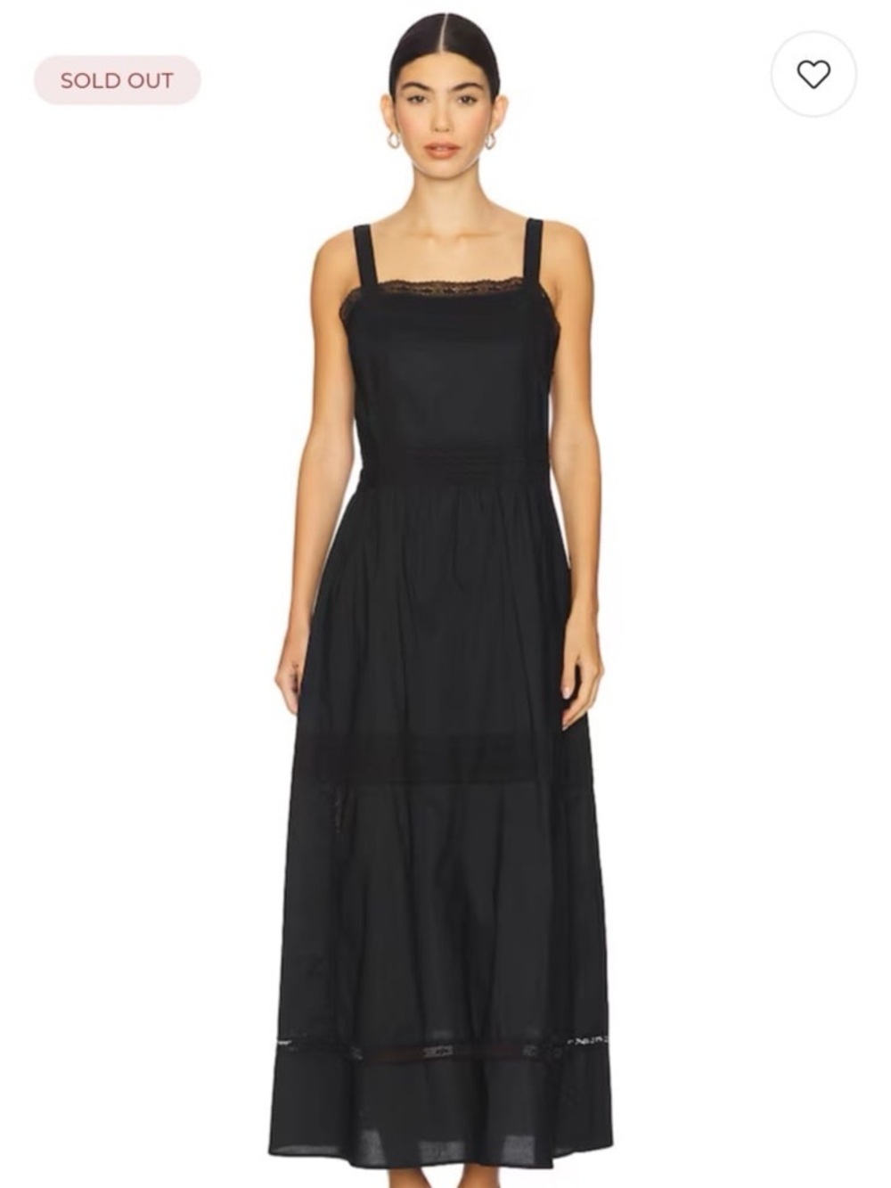 Sanctuary Black Lucky You Lace-Trim Square-Neck Maxi Dress Size Medium NWT